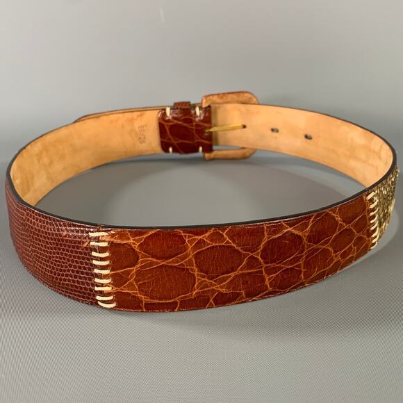 COLE HAAN Waist Size XS Brown Tan Snakeskin Leather Belt main image 4